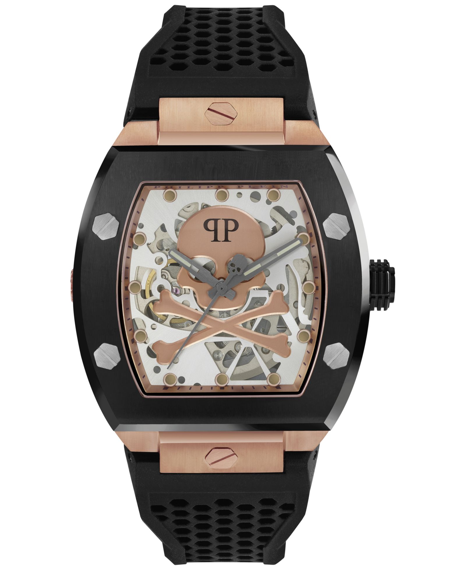 Philipp Plein Men's Automatic The $keleton Black Silicone Strap Watch 44mm
