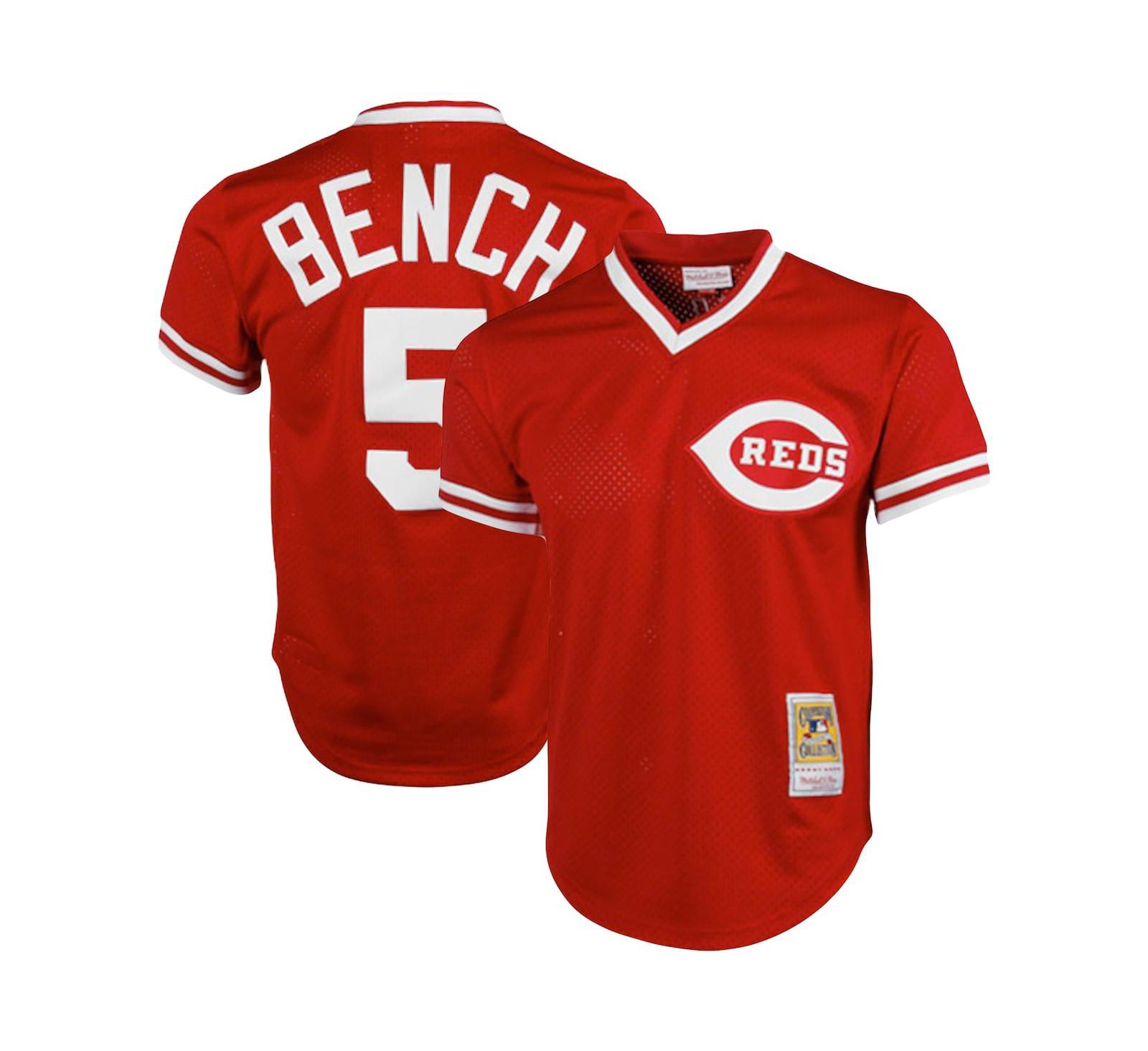Mitchell & Ness Мужская сетчатая тренировочная джерси Cincinnati Reds Johnny Bench, Big and Tall