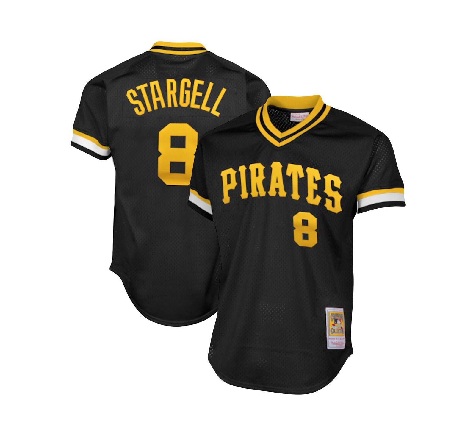 Мужская джерси Mitchell & Ness Willie Stargell Black Pittsburgh Pirates Cooperstown Collection Big and Tall Mesh Batting Practice