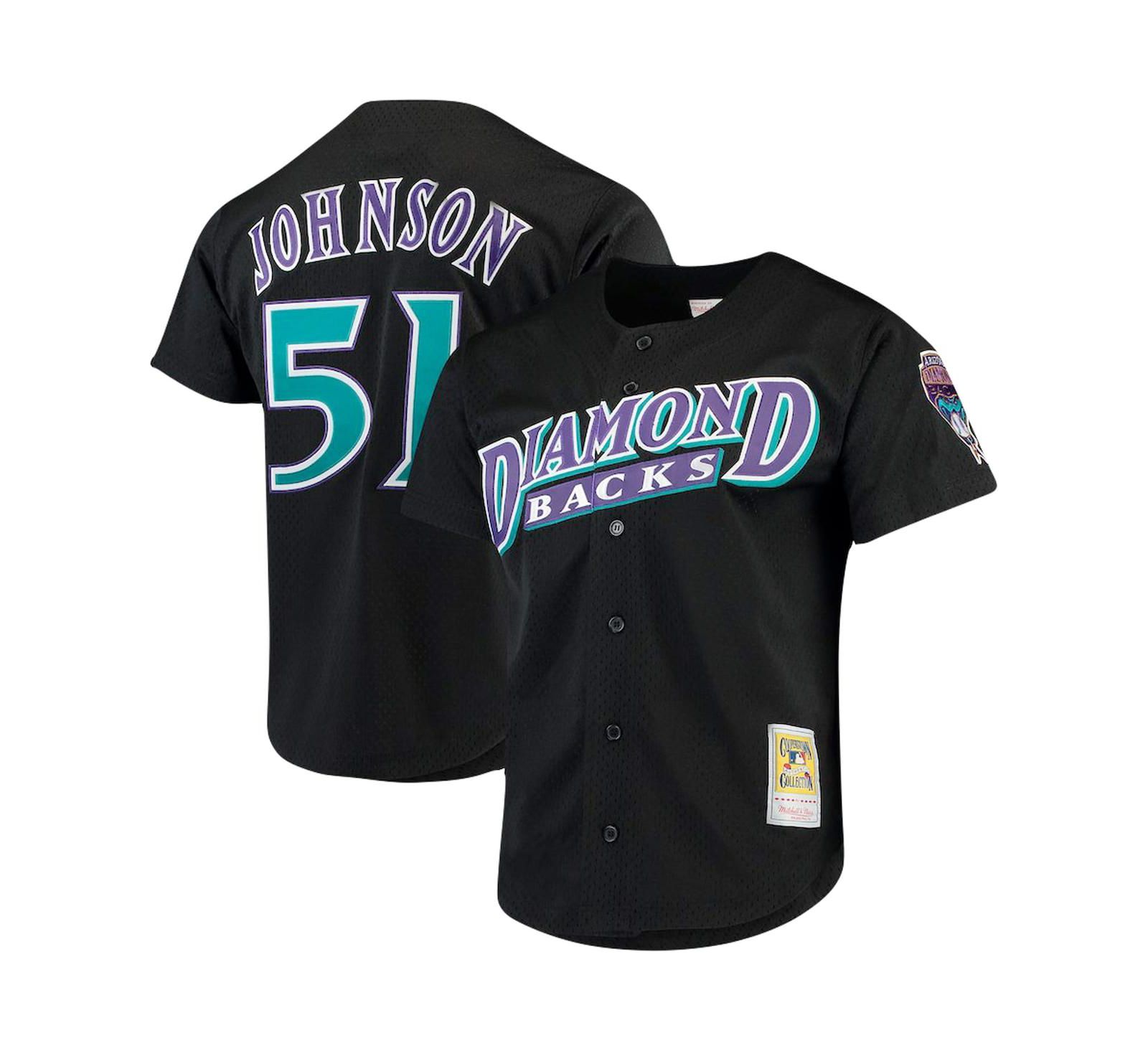 Mitchell & Ness Мужская джерси Randy Johnson Black Arizona Diamondbacks Big and Tall Cooperstown Collection Mesh Button-Up
