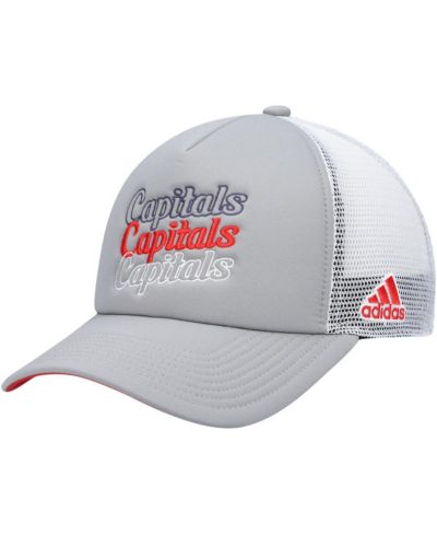 Женская серая и белая кепка adidas Washington Capitals Foam Trucker Snapback Hat