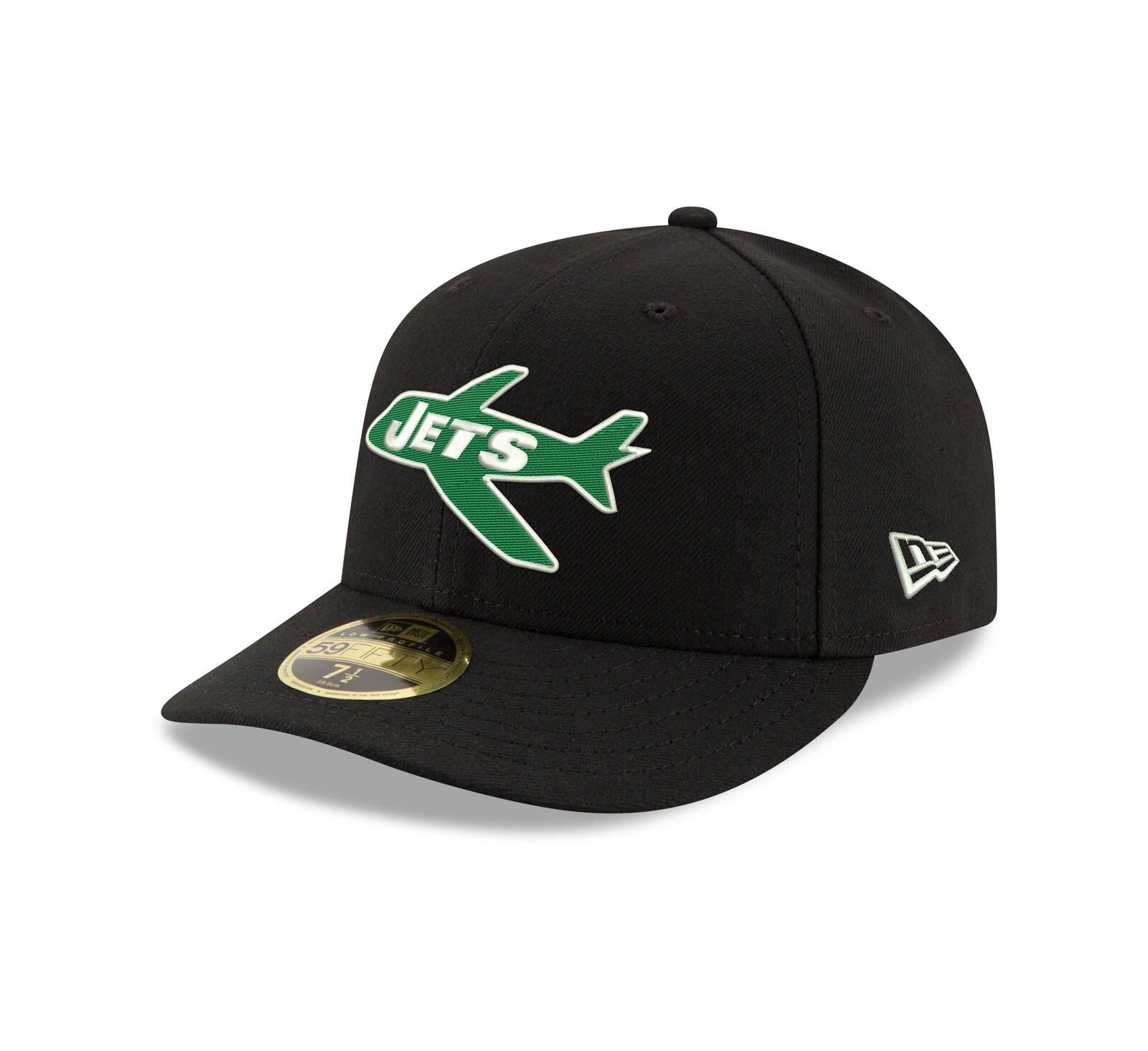 Men's Black New York Jets Omaha Throwback Low Profile 59FIFTY Fitted Hat