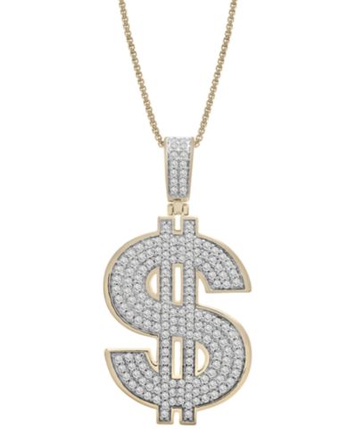 Мужской кулон с долларом из позолоченного серебра 14K Gold-Plated Sterling Silver, 22"