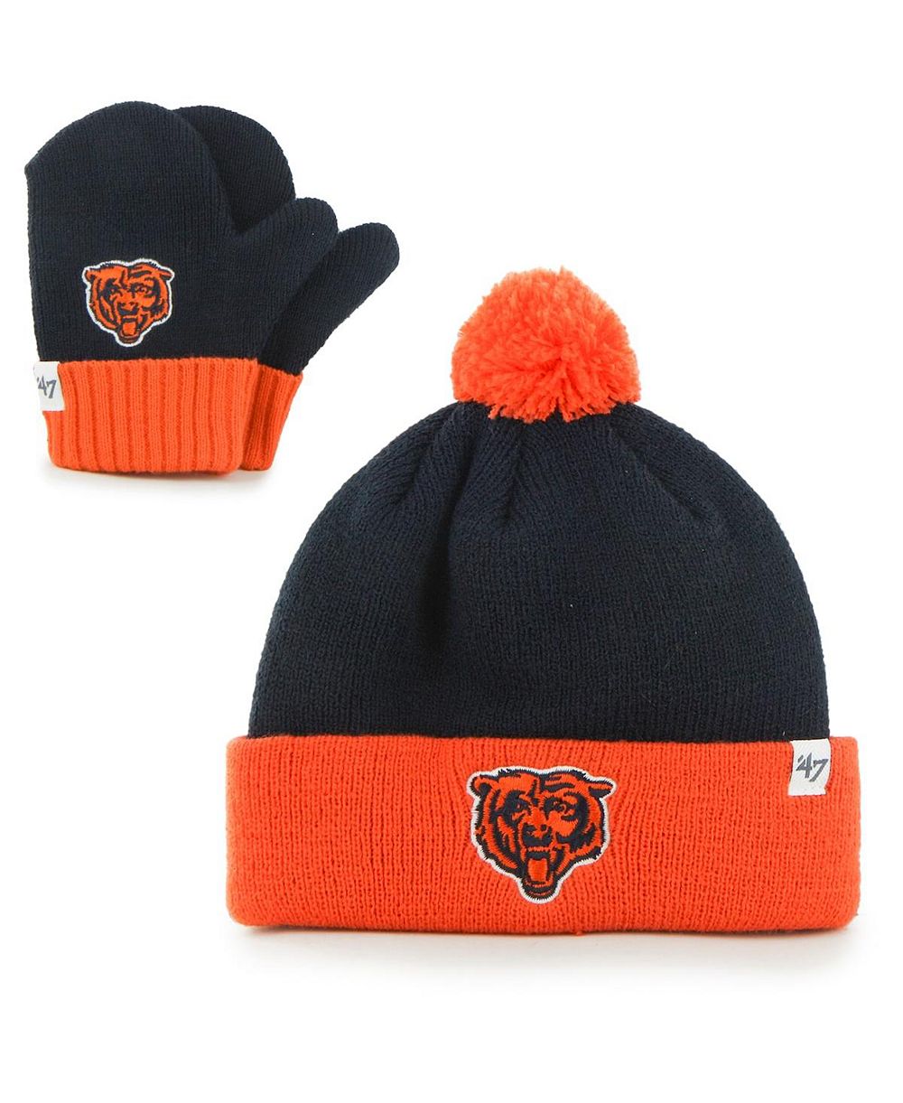 Детский набор '47 Brand Chicago Bears Bam Bam Cuffed Knit Hat с помпоном и варежки