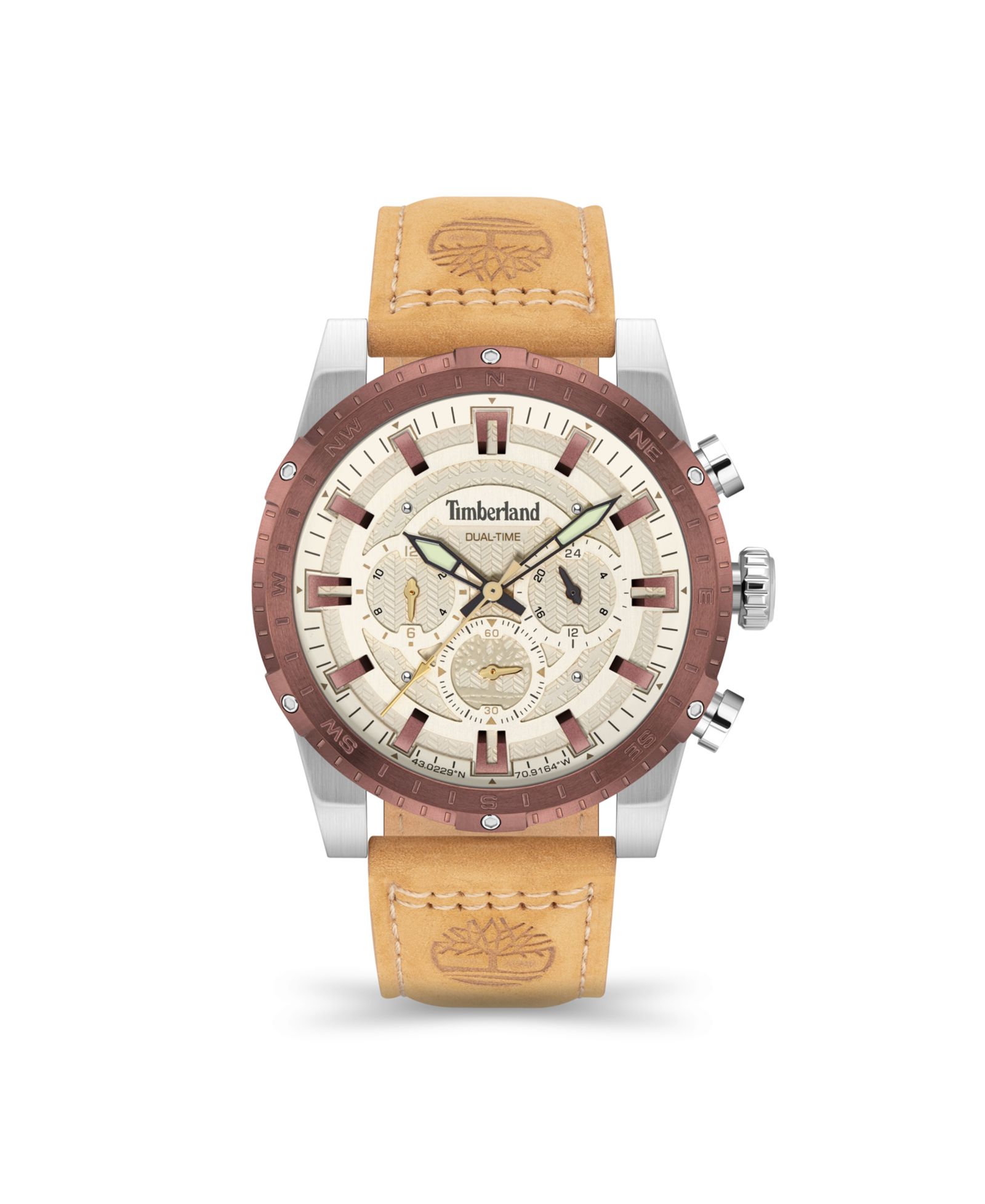 Мужские часы Timberland Fitzwilliam Wheat Leather Strap 46mm