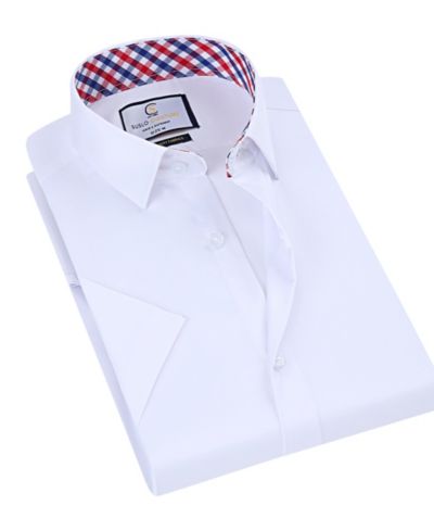 Suslo Couture Men's Slim Fit Performance Short Sleeves Solid Button Down Shirt