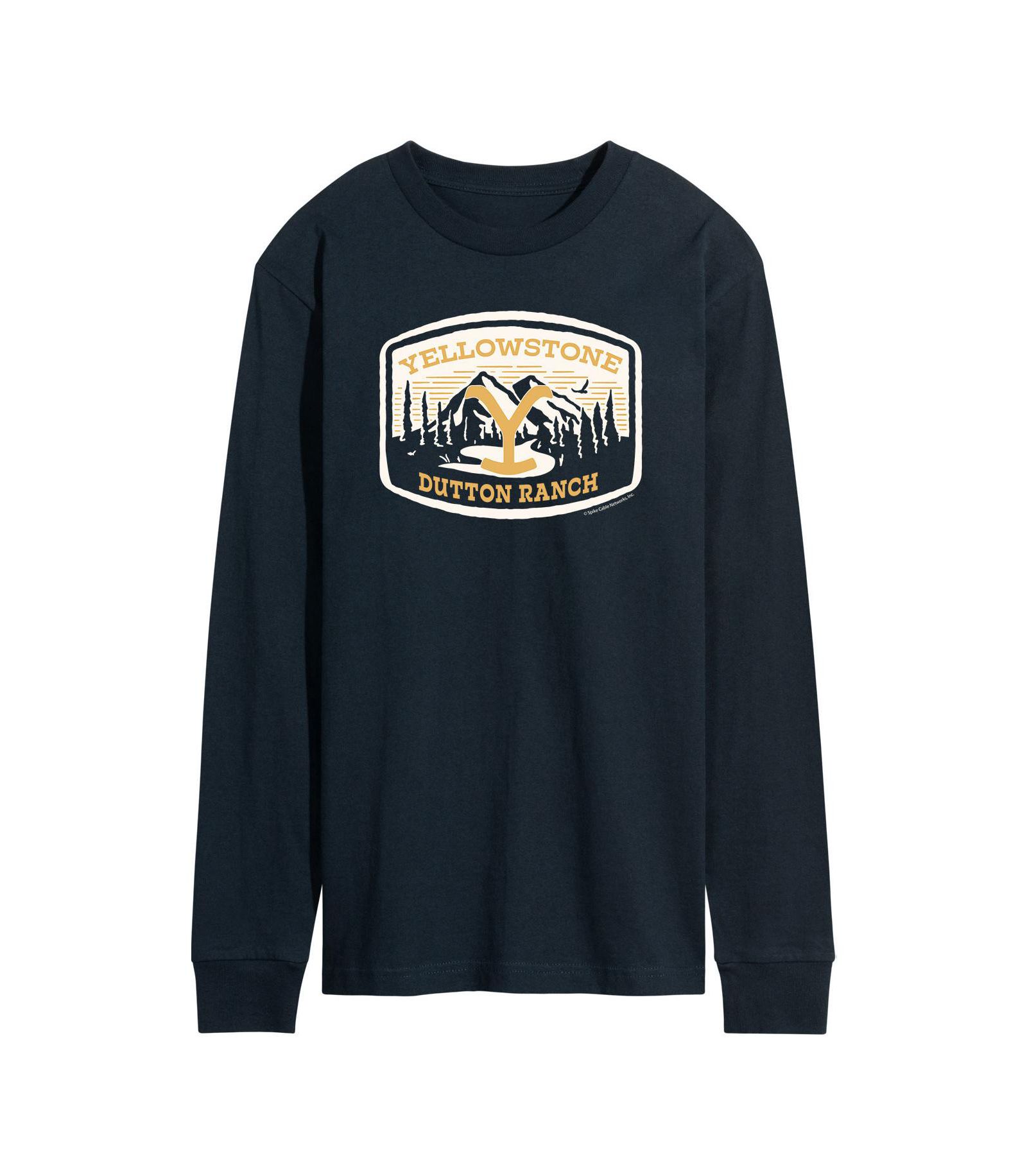 AIRWAVES Мужской Yellowstone Mountain Scene Long Sleeve T-shirt