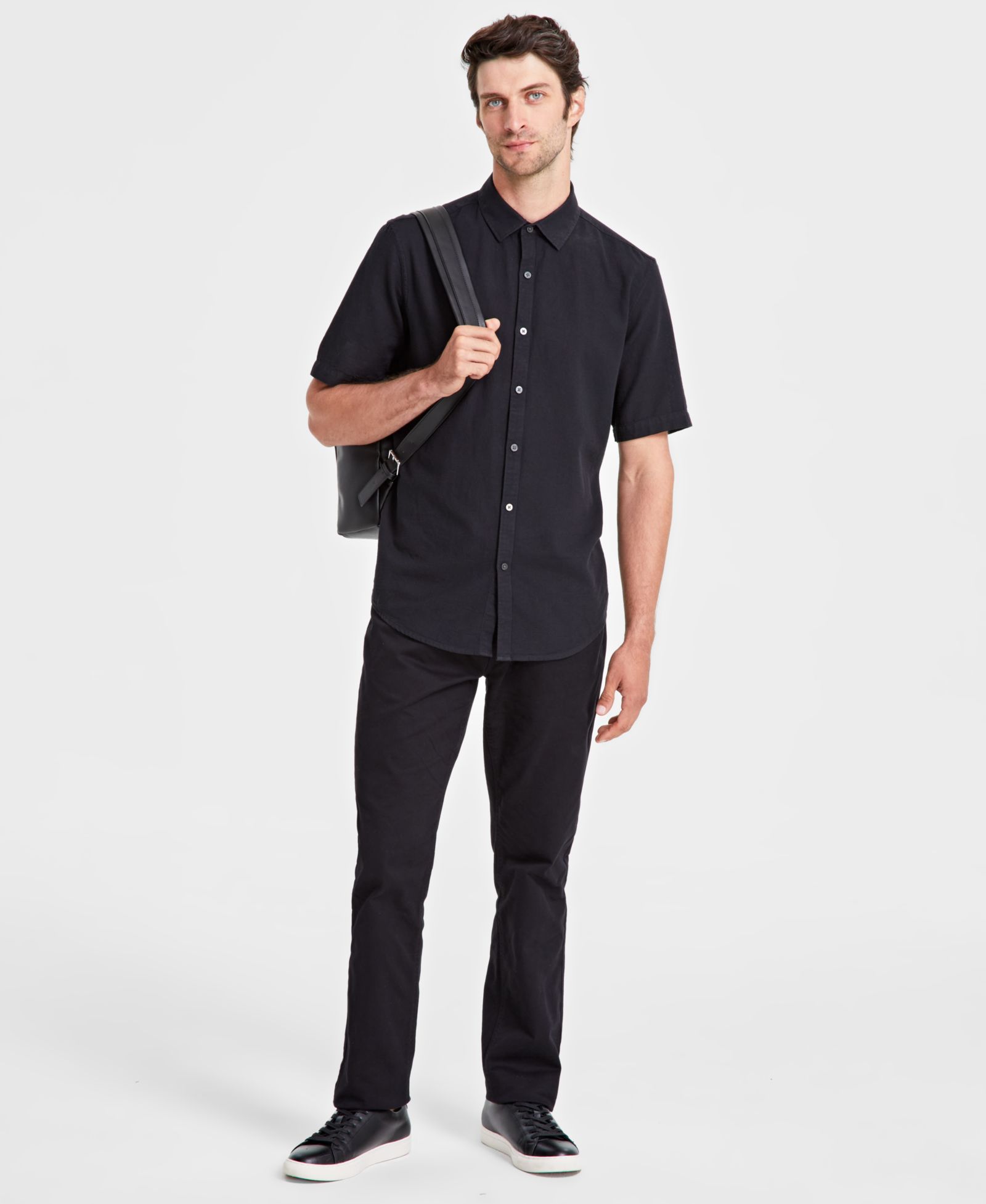 Мужская рубашка Alfani Short-Sleeve Solid Textured