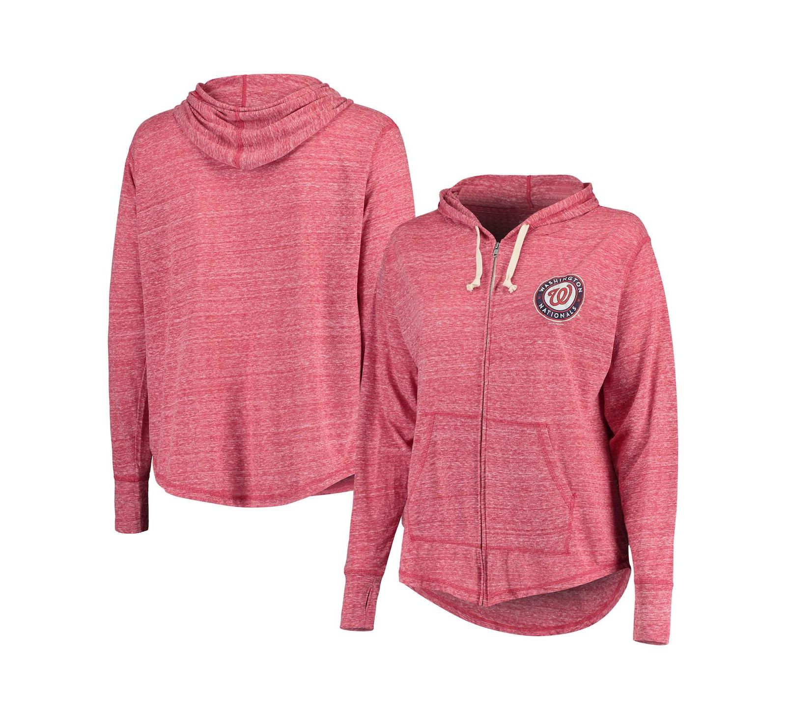 Худи Soft As A Grape Red Washington Nationals Plus Size Full-Zip