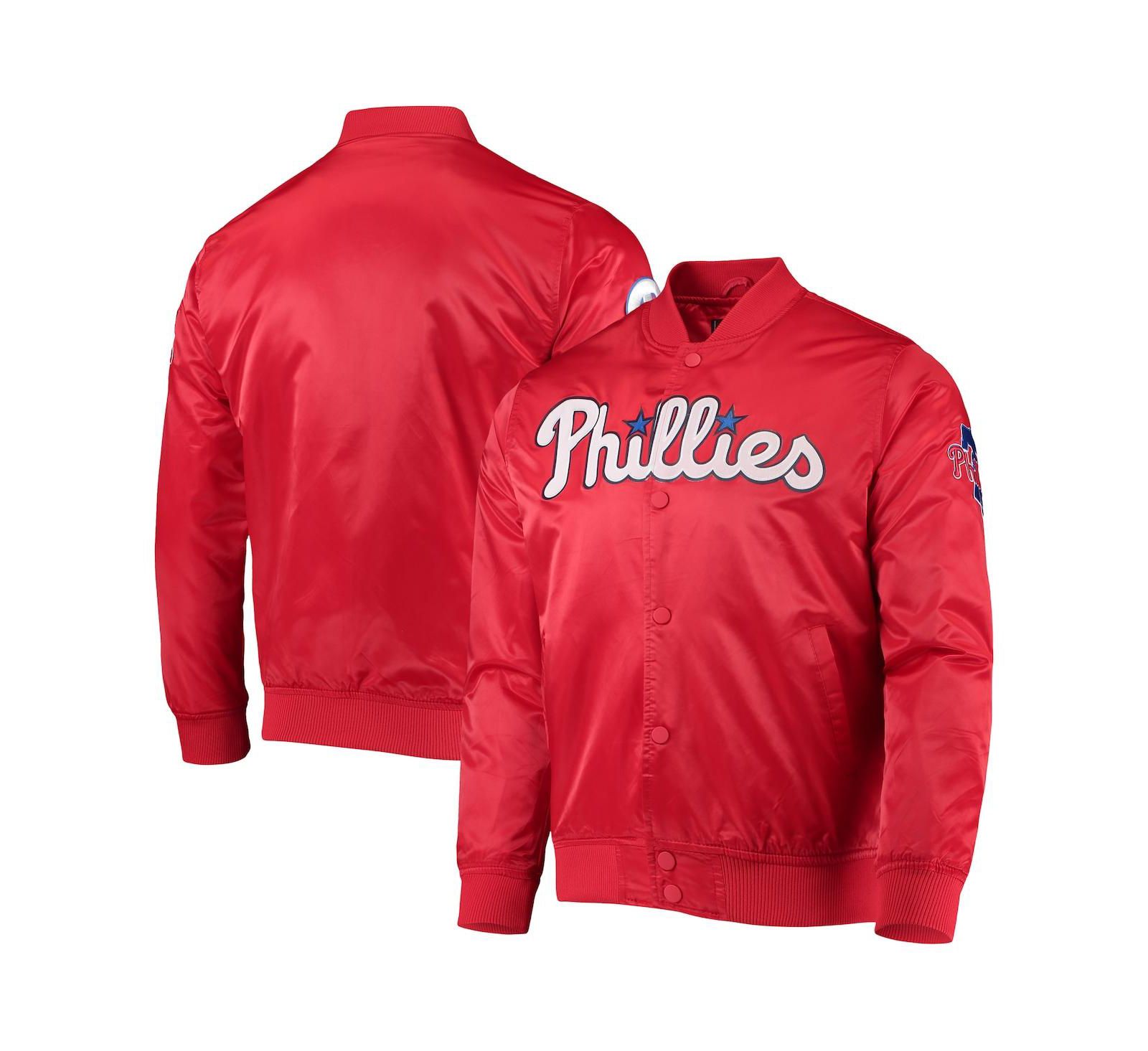 Men's Pro Standard Red Philadelphia Phillies Wordmark Satin Full-Snap Jacket