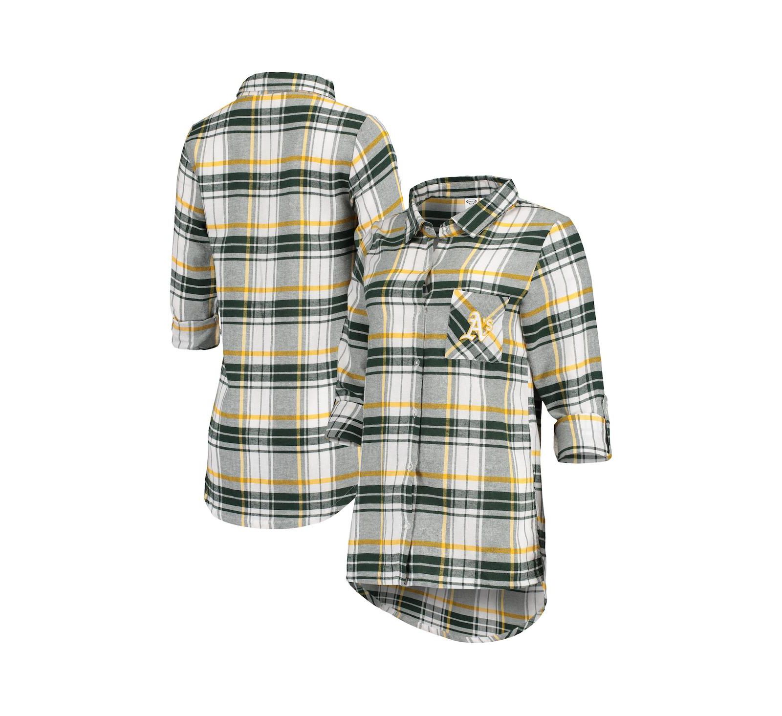 Women's Concepts Sport Green, Gold Oakland Athletics Accolade Flannel Nightshirt
