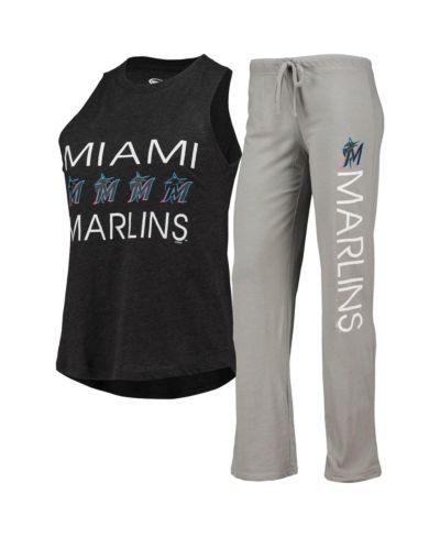 Женский комплект Concepts Sport: майка и брюки, серый меланж/черный, Miami Marlins