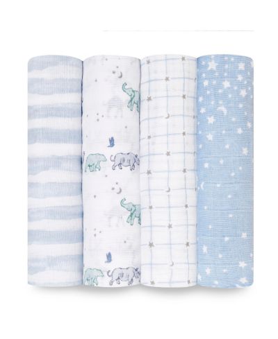aden by aden + anais Baby Boys or Baby Girls Star Swaddle Blankets, Pack of 4