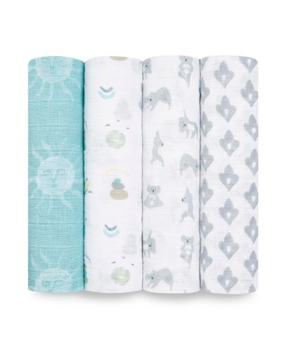 aden by aden + anais  Baby Boys or Baby Girls Printed swaddle Blankets, Pack of 4