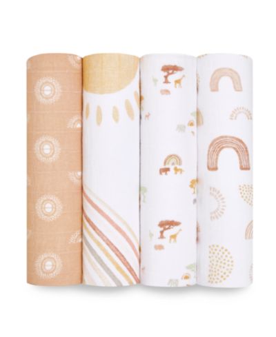 aden by aden + anais Baby Girls Keep Rising Swaddle Blankets, Pack of 4