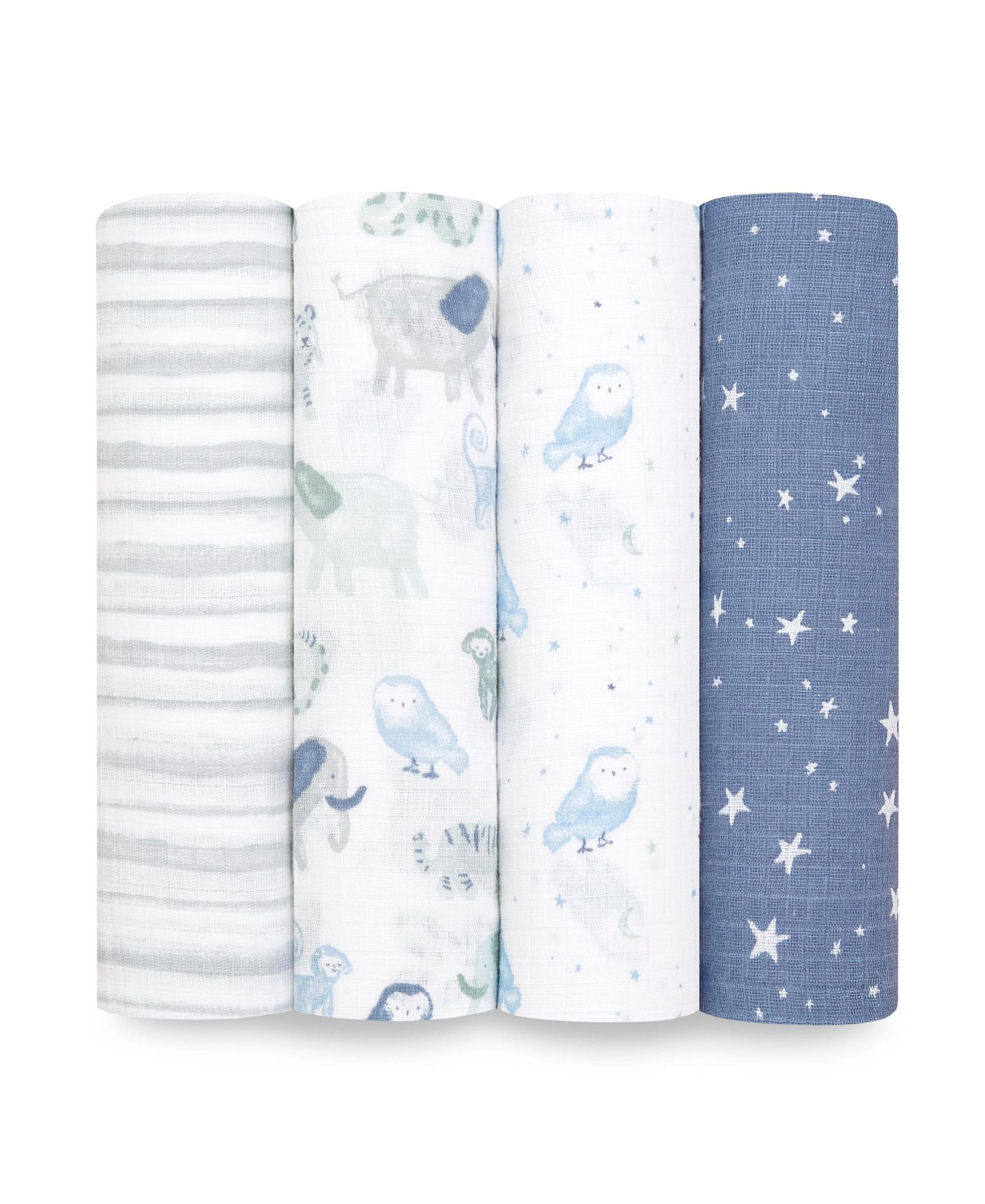 aden by aden + anais Baby Boys Printed Swaddle Blankets, Pack of 4