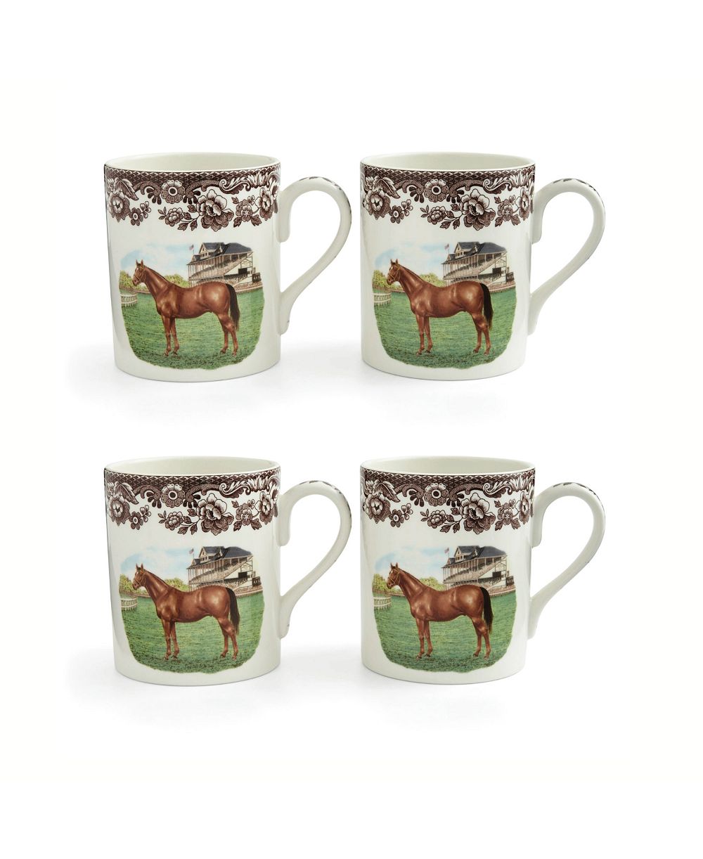 spode woodland кружки для кофе с изображением лошадей, набор из 4 штук