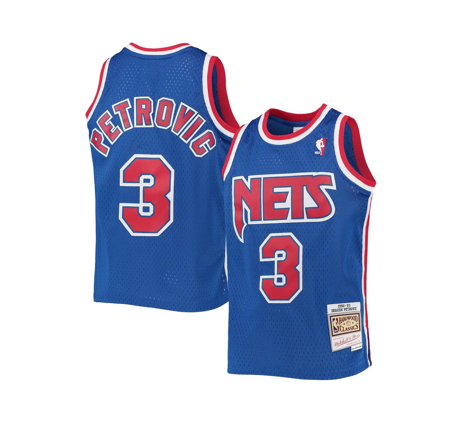 Big Boys Mitchell & Ness Drazen Petrovic Blue New Jersey Nets 1992/93 Hardwood Classics Swingman Jersey