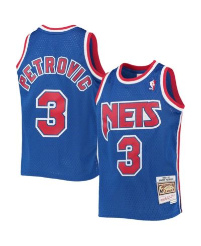 Big Boys Mitchell & Ness Drazen Petrovic Blue New Jersey Nets 1992/93 Hardwood Classics Swingman Jersey