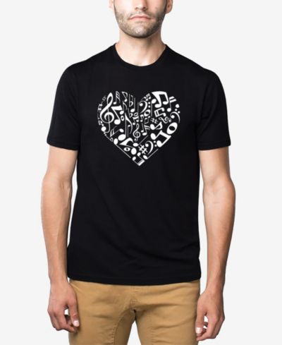 LA Pop Art Men's Cotton/Poly Blend Word Art Heart Music Notes T-shirt