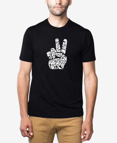 LA Pop Art Мужской Cotton/Poly Blend Word Art Peace Out T-shirt