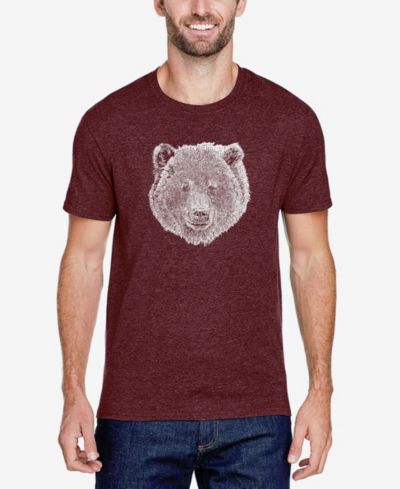 LA Pop Art Men's Cotton/Poly Blend Word Art Bear Face T-shirt