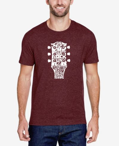 LA Pop Art Men's Cotton/Poly Blend Word Art T-Shirt - Guitar Head Music Genres