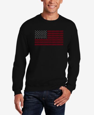 Men's Word Art USA Flag Crewneck Sweatshirt