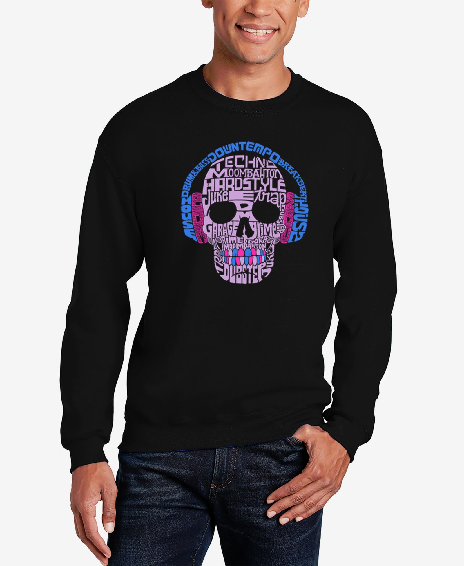 Мужское свитшот LA Pop Art с принтом Word Art Styles of Edm Music