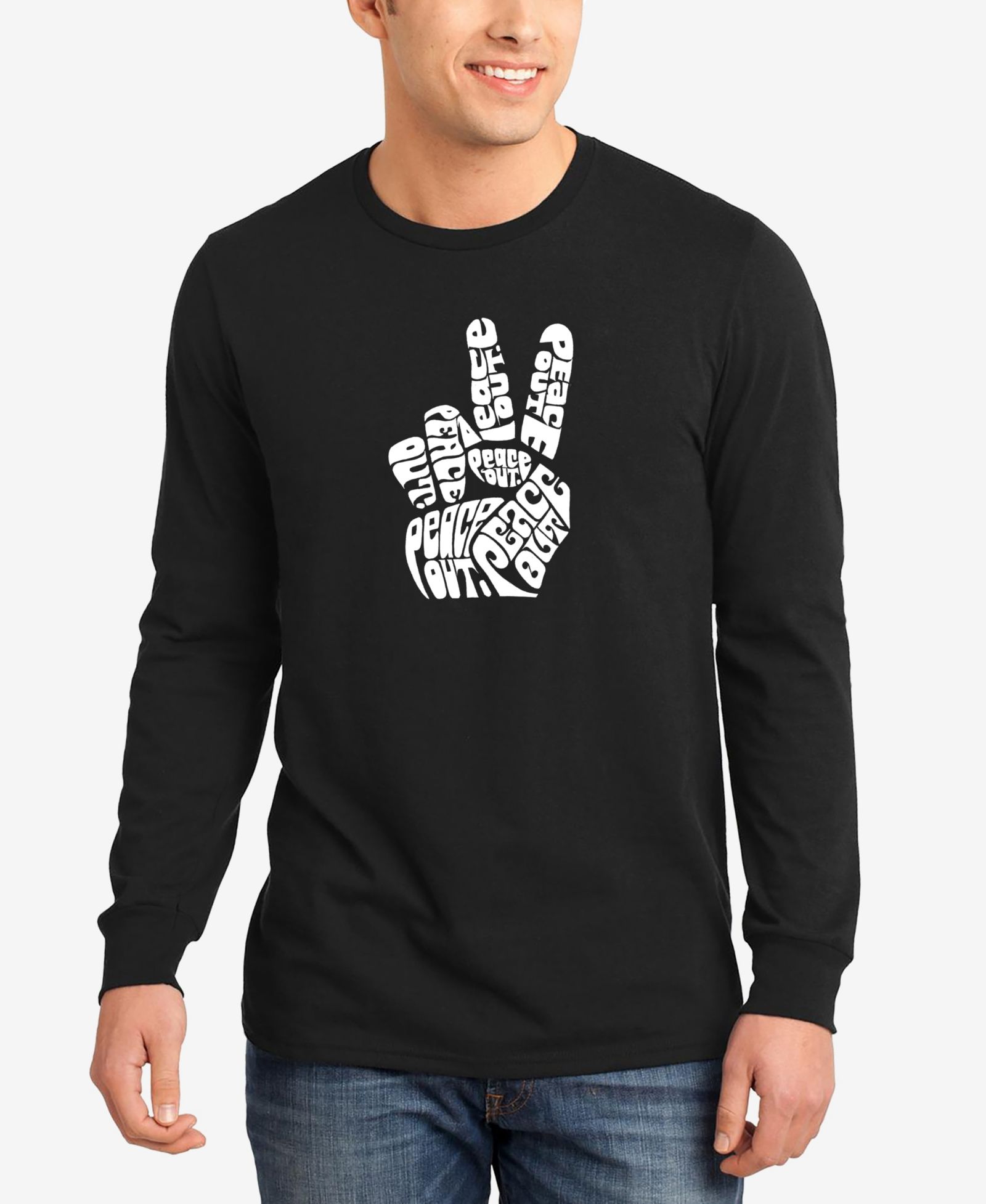 Мужская футболка с длинным рукавом LA Pop Art Word Art Peace Out