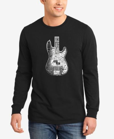 Мужская футболка с длинным рукавом LA Pop Art Word Art Bass Guitar