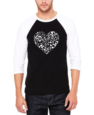 LA Pop Art Men's Raglan Baseball Word Art Heart Notes T-Shirt