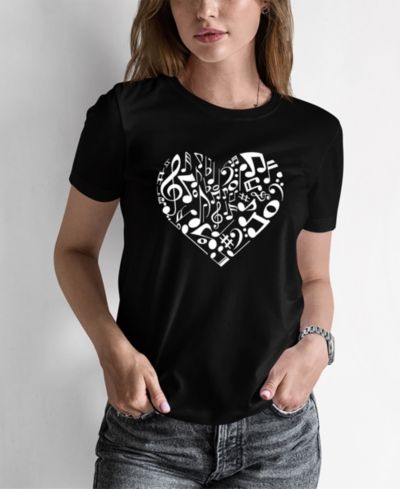 Women's Word Art Heart Notes T-shirt
