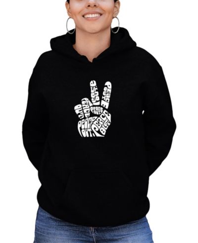Women's Hooded Word Art Peace Out Sweatshirt Top