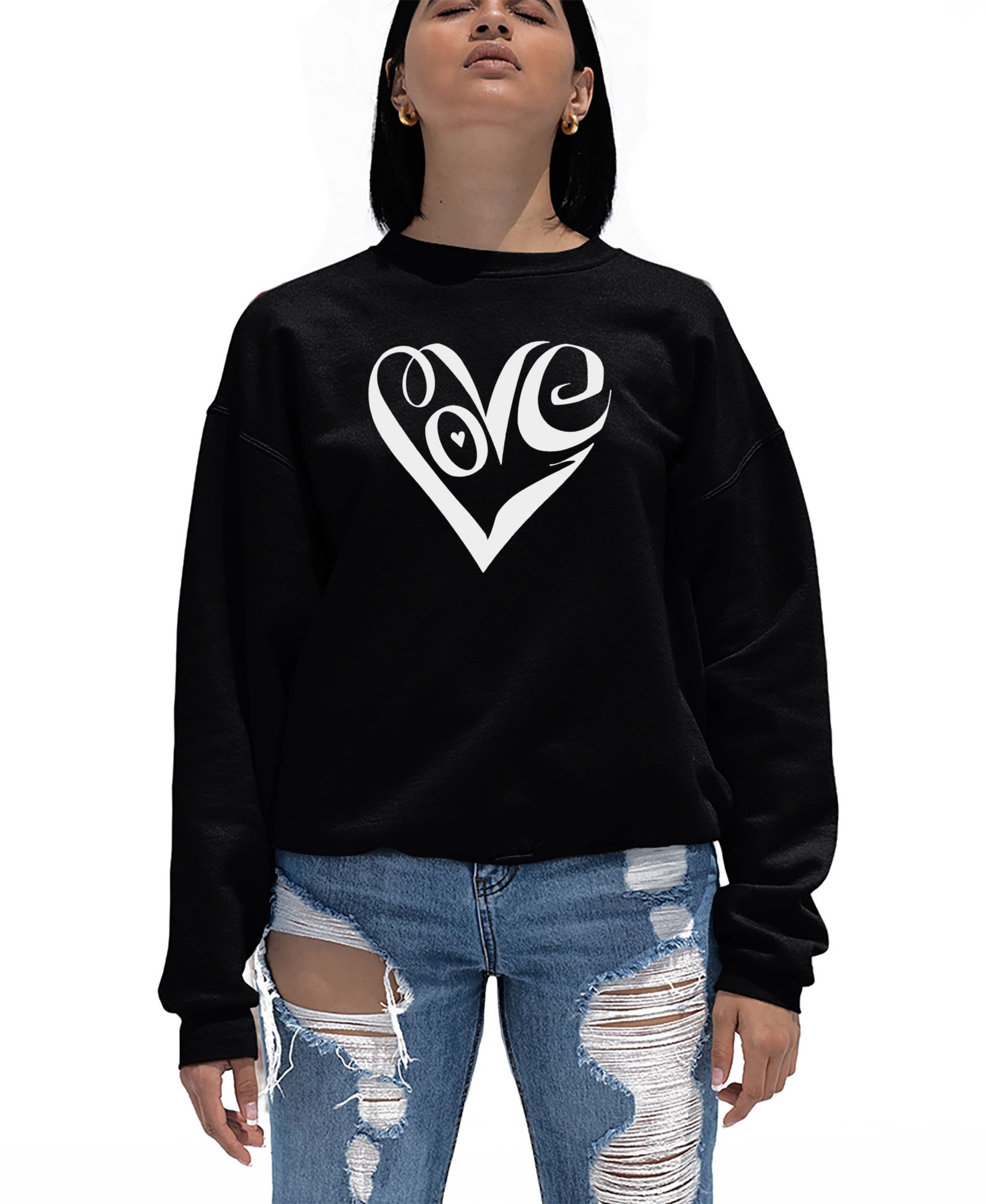 Женский свитшот Crewneck Word Art Script Love Heart