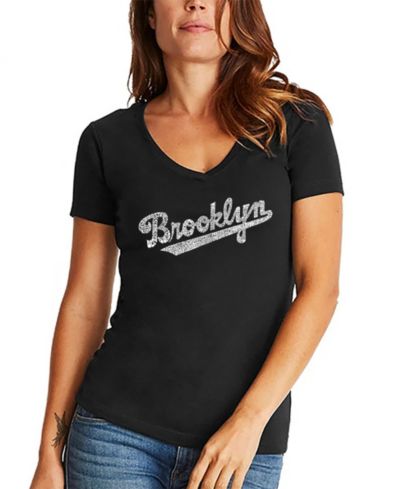 Футболка LA Pop Art Women's V-neck Word Art Brooklyn Neighborhoods