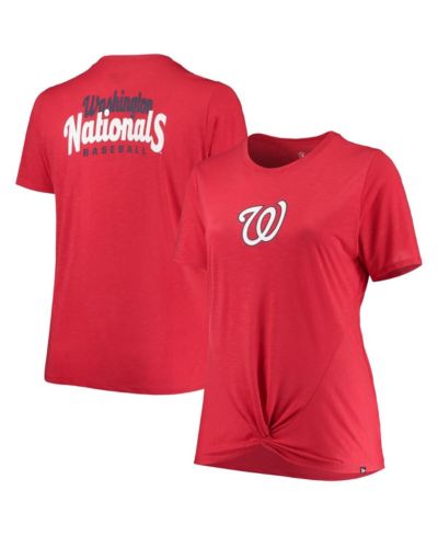 New Era Женская футболка Washington Nationals Plus Size с узлом спереди, красная