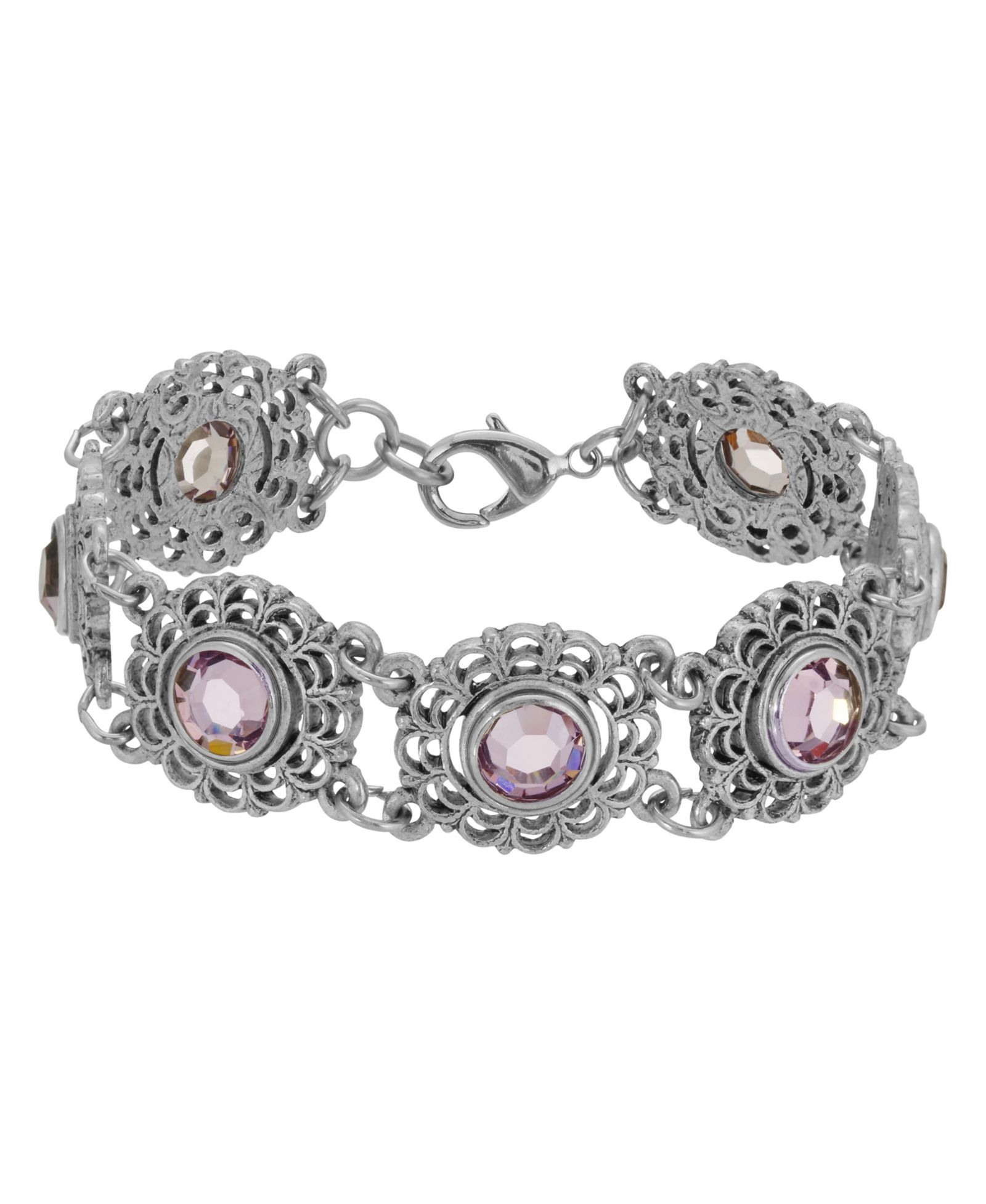 Браслет Silver-Tone Filigree Round Stone