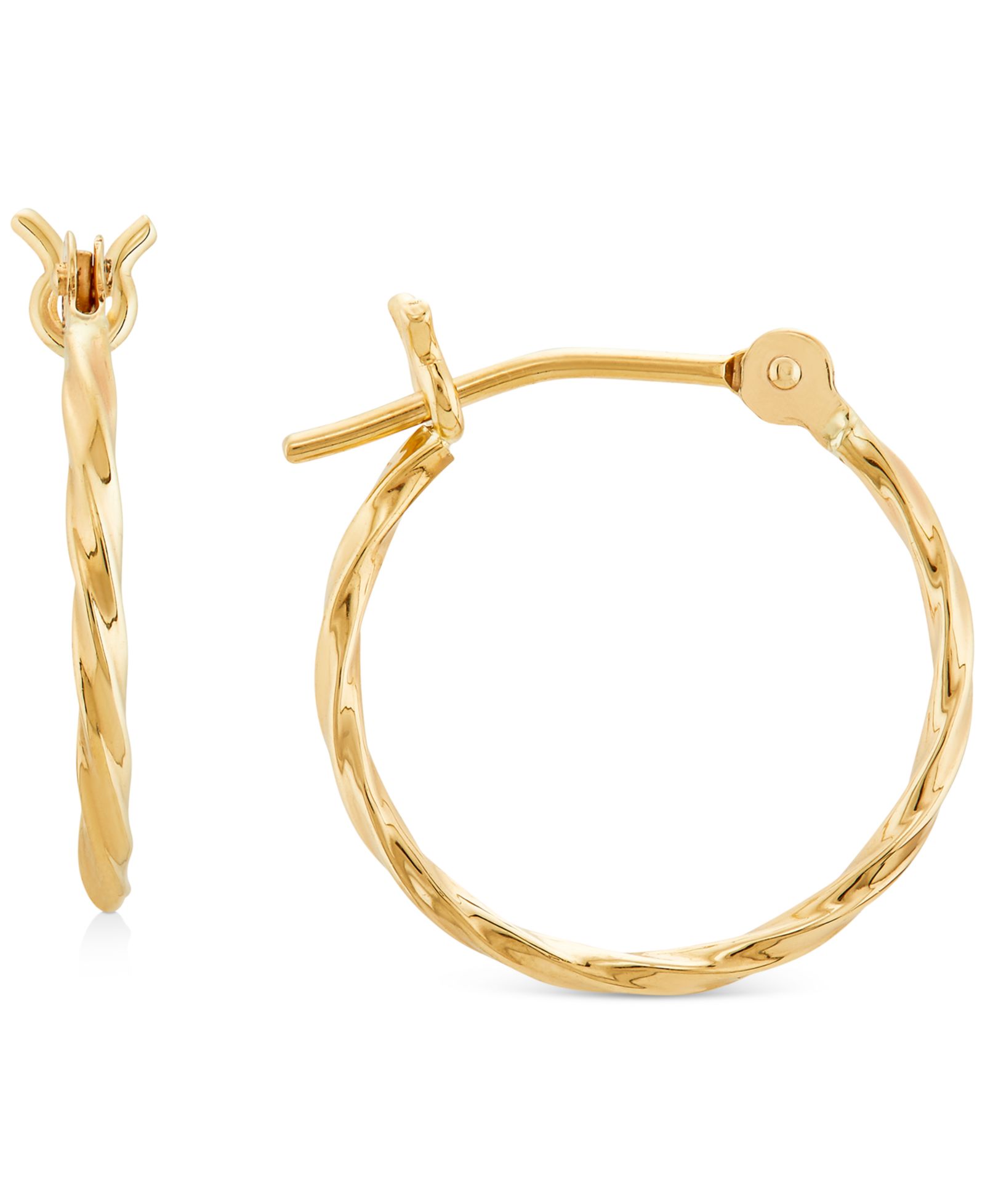 Серьги-кольца Twist Hoop Earrings, 10k Gold, 5/8"
