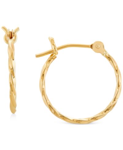 Twist Hoop Earrings in 10k Gold, 5/8"