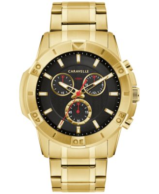 Caravelle designed by Bulova Men's Chronograph Gold Tone Stainless Steel Bracelet Watch 44mm