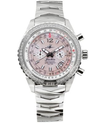 Abingdon Co. Women's Jackie Chronograph Multifunctional Silver-Tone Stainless Steel Bracelet Watch 41-1/2mm