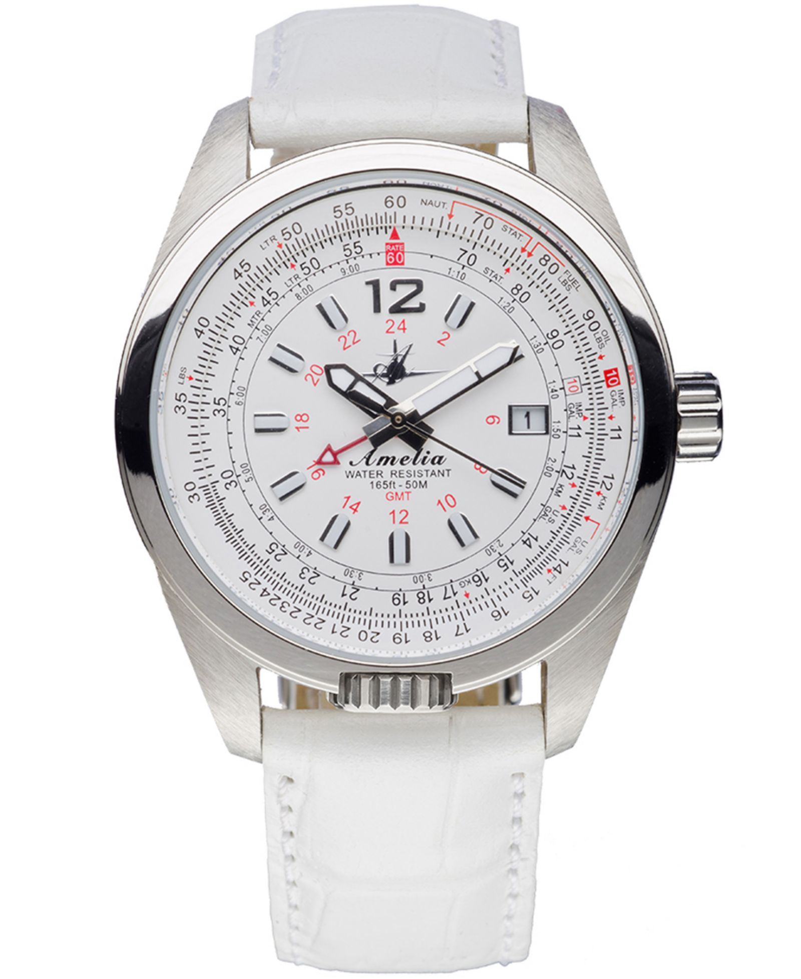 Женские часы Abingdon Co. Amelia GMT с ремешком из белой телячьей кожи, 40mm