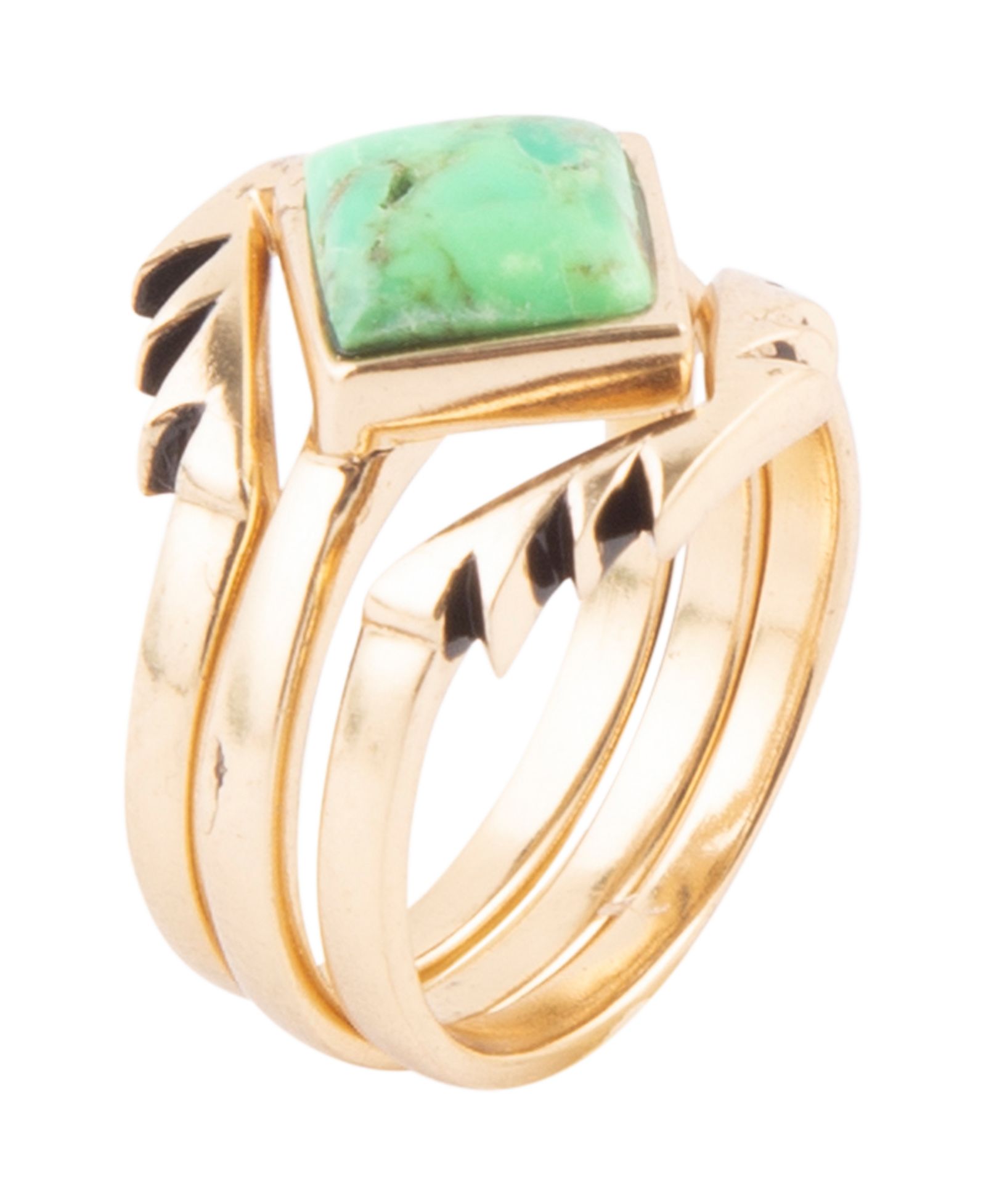 Barse Mission Кольца Stack Rings Bronze and Genuine Lime Turquoise
