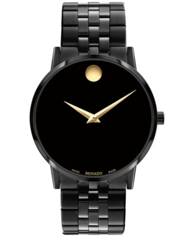 Movado Unisex Swiss Museum Classic Black PVD Stainless Steel Bracelet Watch 40mm