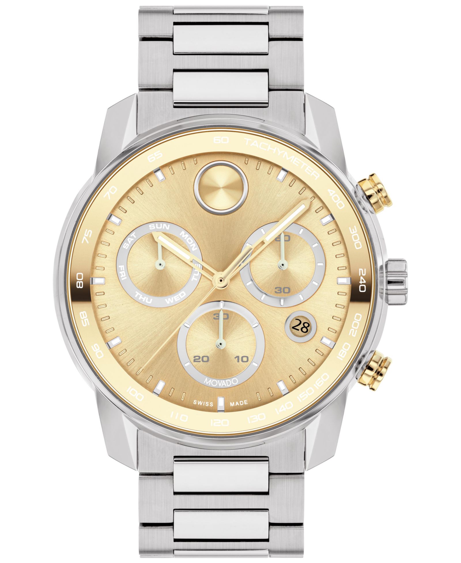 Movado Мужские часы Movado Swiss Chronograph Bold Verso из нержавеющей стали 44mm