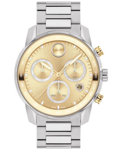 Movado Men's Swiss Chronograph Bold Verso Stainless Steel Bracelet Watch 44mm