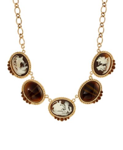 Подвеска-камея Oval Tiger Eye Adjustable Necklace 16" + 3"