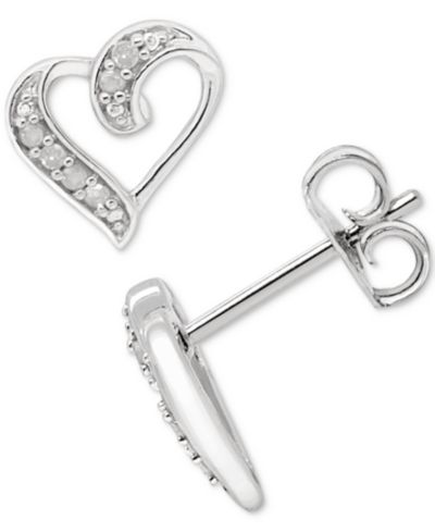 Серьги-гвоздики Diamond Open Heart в Sterling Silver (1/10 ct. t.w.)