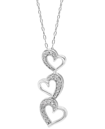 Подвеска Diamond Triple Heart 18" (1/10 ct. t.w.) в Sterling Silver